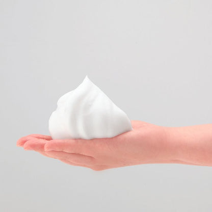 Foam made with FANCL Facial Cleansing Powder and forming net